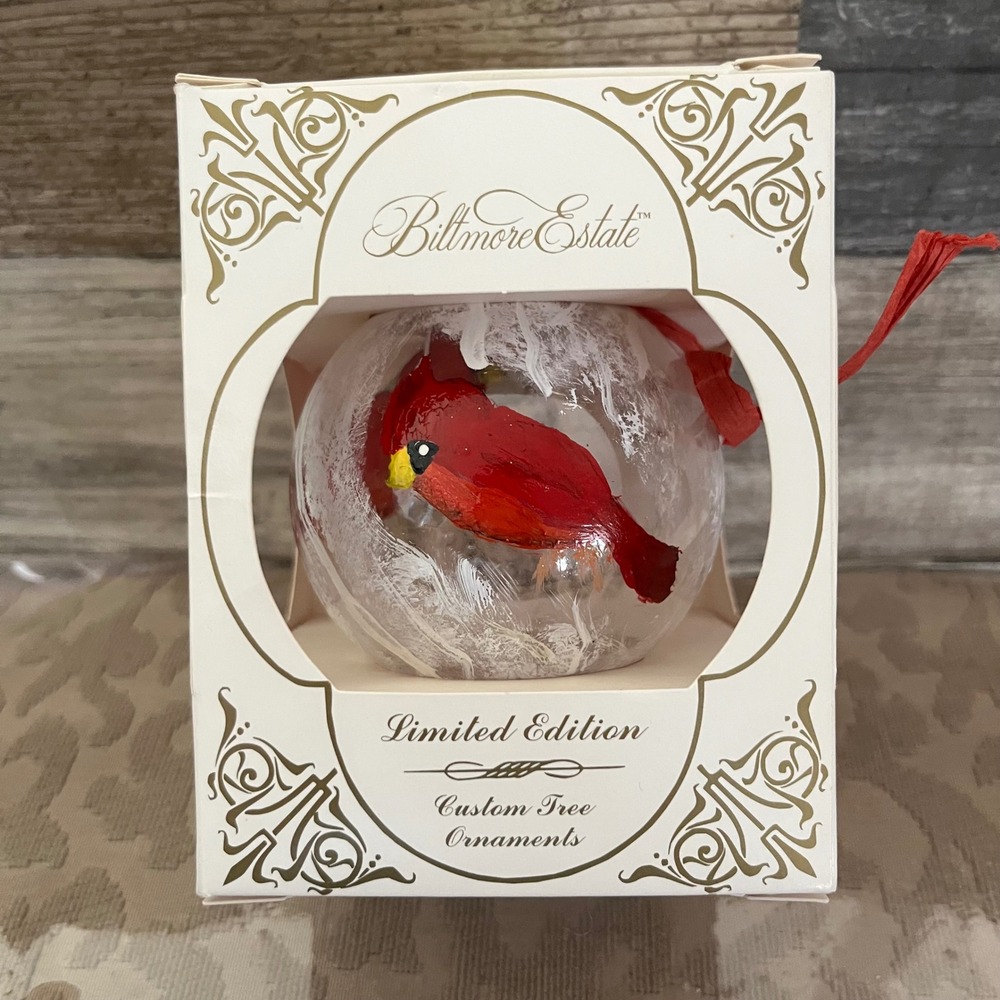 Biltmore Estate Limited Edition Cardinal Hand Painted Glass Christmas Ornament